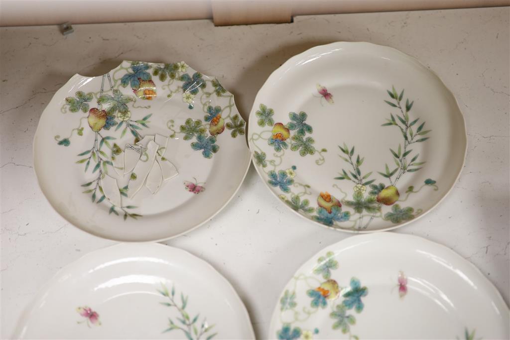 A set of six Chinese famille rose dishes, diameter 19cm (a.f.)